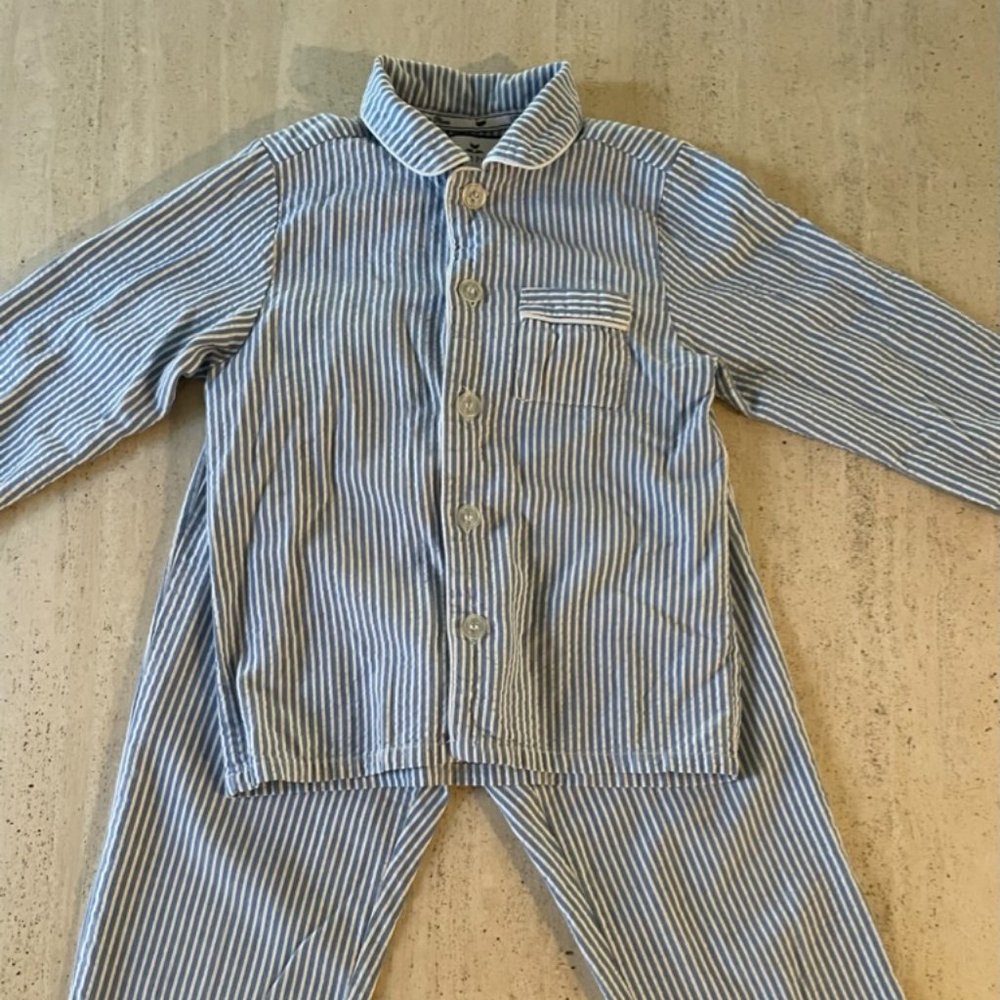 Petite Plume Blue and White Striped Pajamas, Size 4